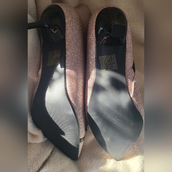 SZ 6.5 ALLEGRA K WOMANS PINK GLITTER POINTED TOE STILLETO HEEL ANKLE BOOTS NIB.. - Picture 5 of 6